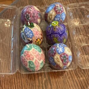 vintage millefiori wax egg-shaped candle Floral Decorative Holiday.